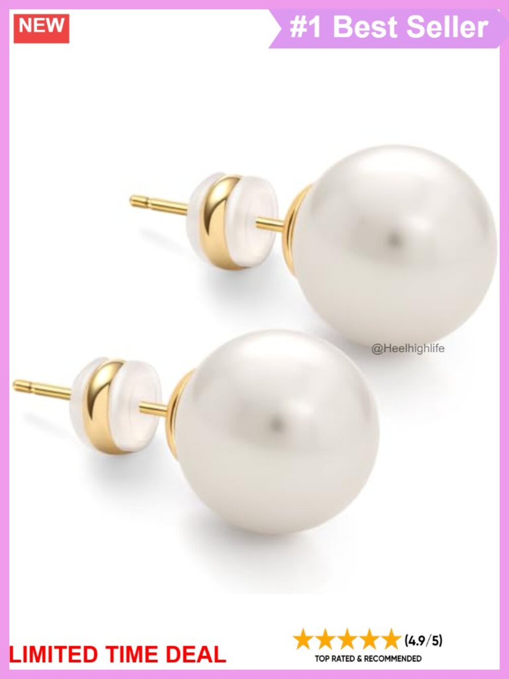 Simulated Pearl Stud Earrings 925 Sterling Silver Posts Women Jewelry